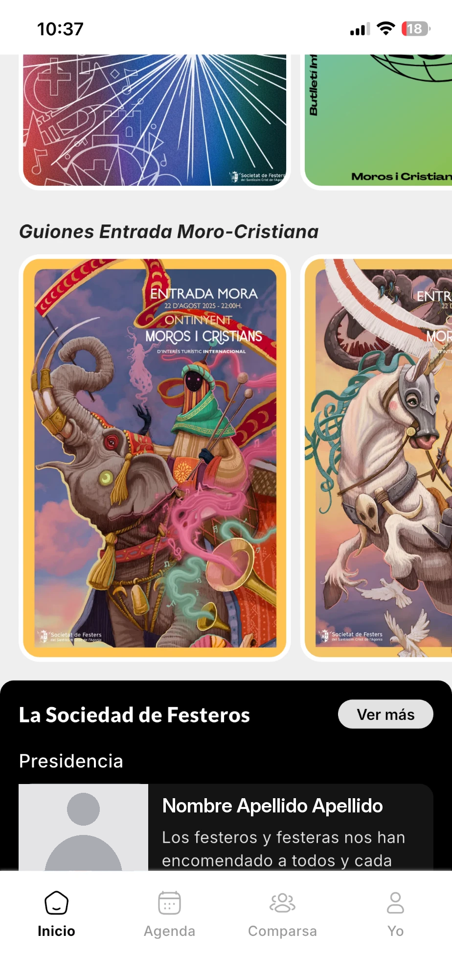 Guiones de entrada por año en la app